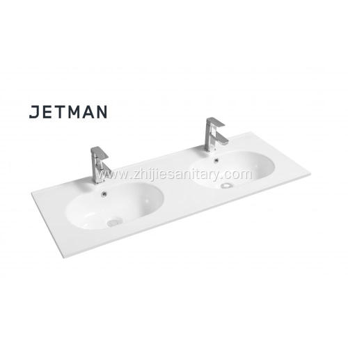 Modern Style Double Tank Ceramic Hand Wash Basin